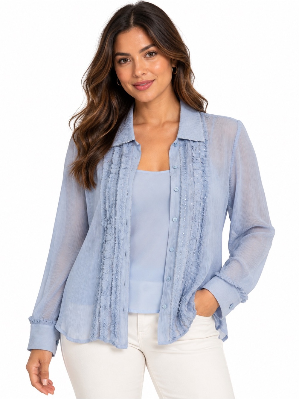 Vintage Randolph Duke 100% Silk 2 Piece Blouse Cami Set Size 6 Powder Blue NWT